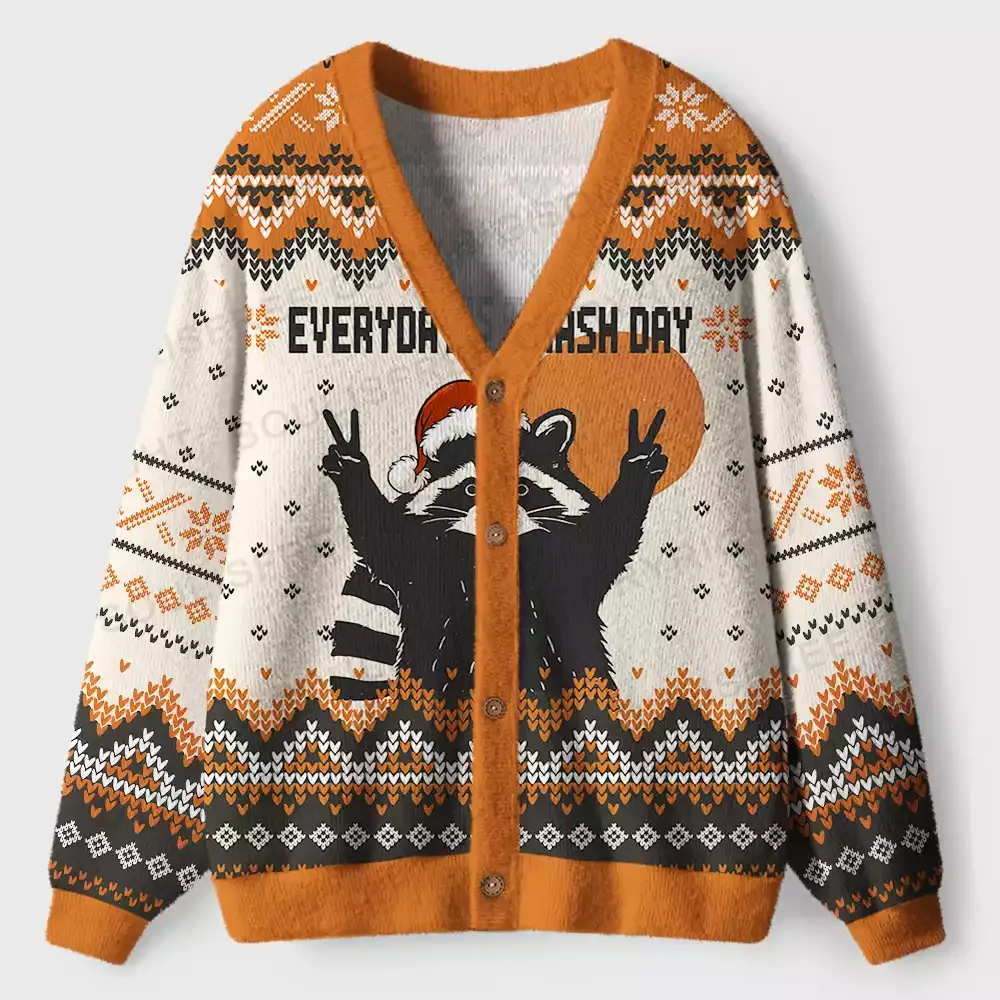 Designed Everyday Is Trash Day Ugly Cardigan Sweaters