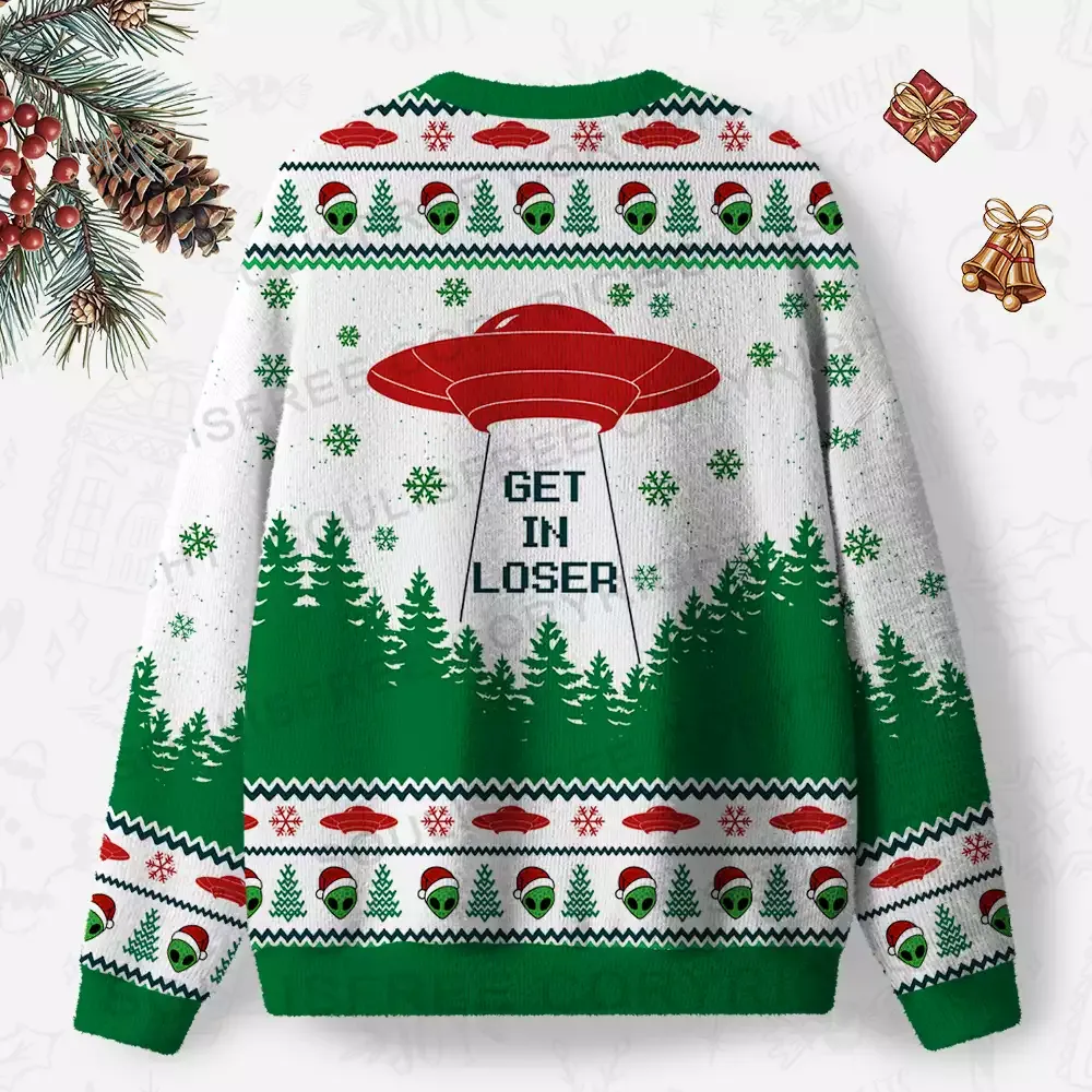 Get In Loser Ugly Christmas Knit Sweatshirt
