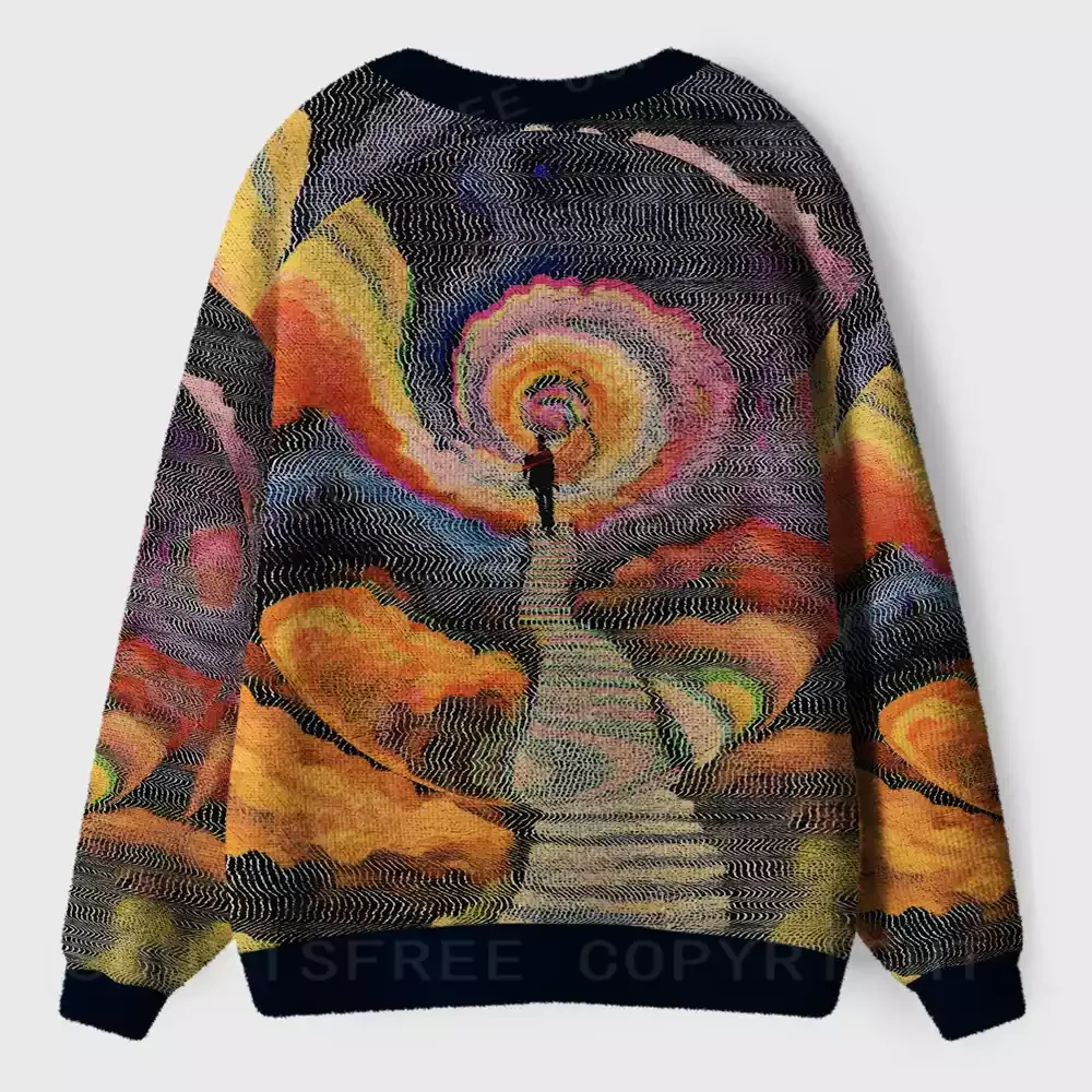 Chromatic Wave Abstraction Ugly Cardigan Sweaters