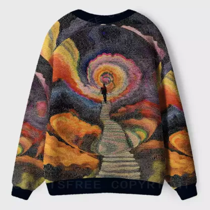 Chromatic Wave Abstraction Ugly Cardigan Sweaters