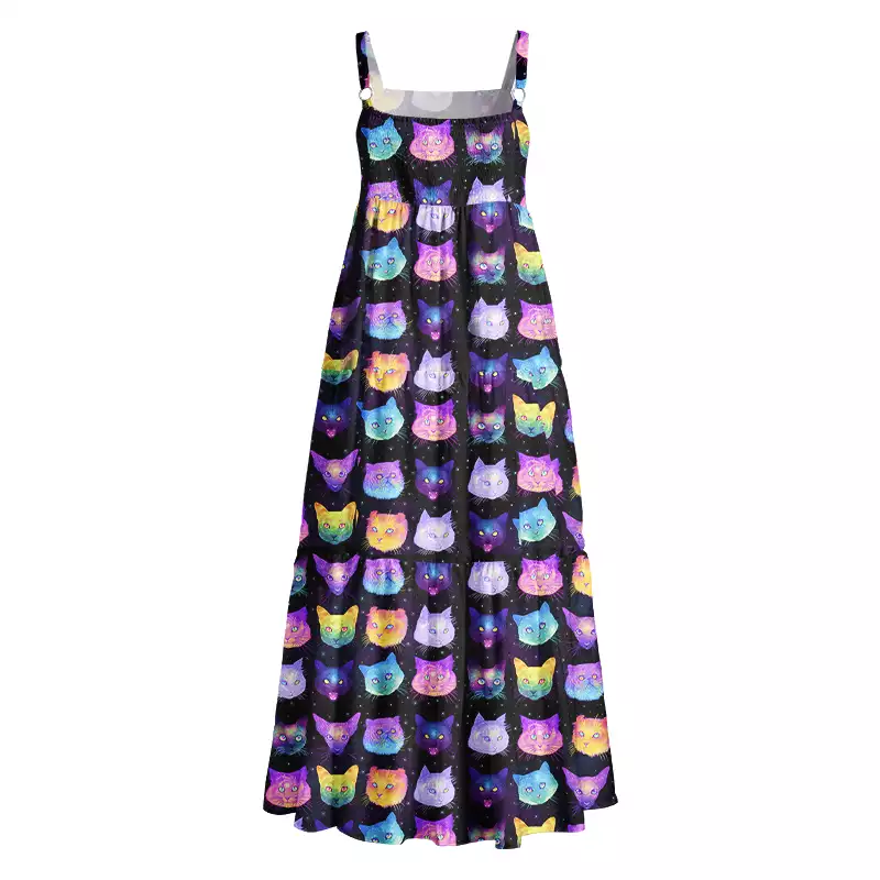 Soulisfree  Cosmic Cats Boho Maxi Dress