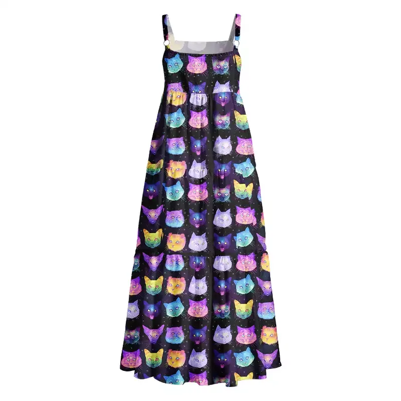 Soulisfree  Cosmic Cats Boho Maxi Dress