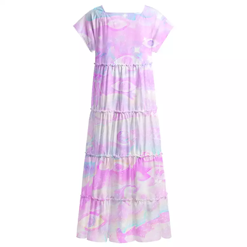 Soulisfree Aura Gradient Third Eye Square Neck Maxi Dress