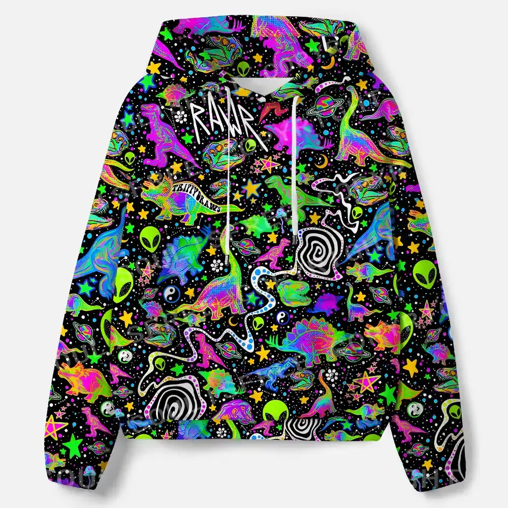 Cosmic Dino Trip All-Over Print Hoodie