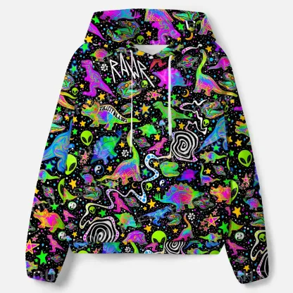 Cosmic Dino Trip All-Over Print Hoodie