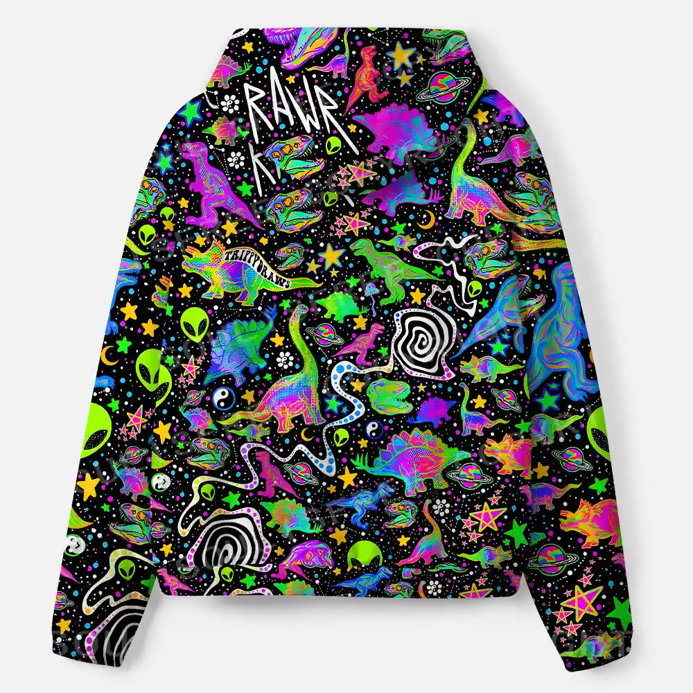 Cosmic Dino Trip All-Over Print Hoodie