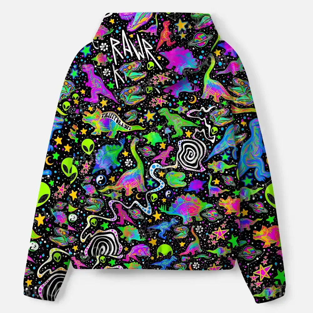Cosmic Dino Trip All-Over Print Hoodie
