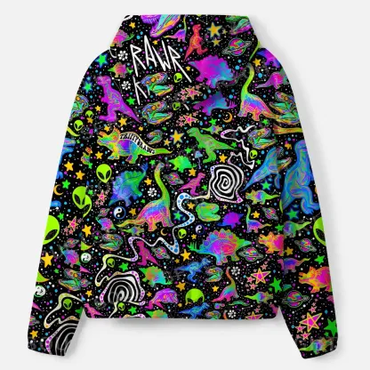 Cosmic Dino Trip All-Over Print Hoodie