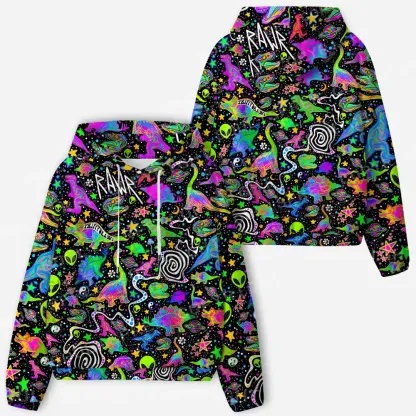 Cosmic Dino Trip All-Over Print Hoodie
