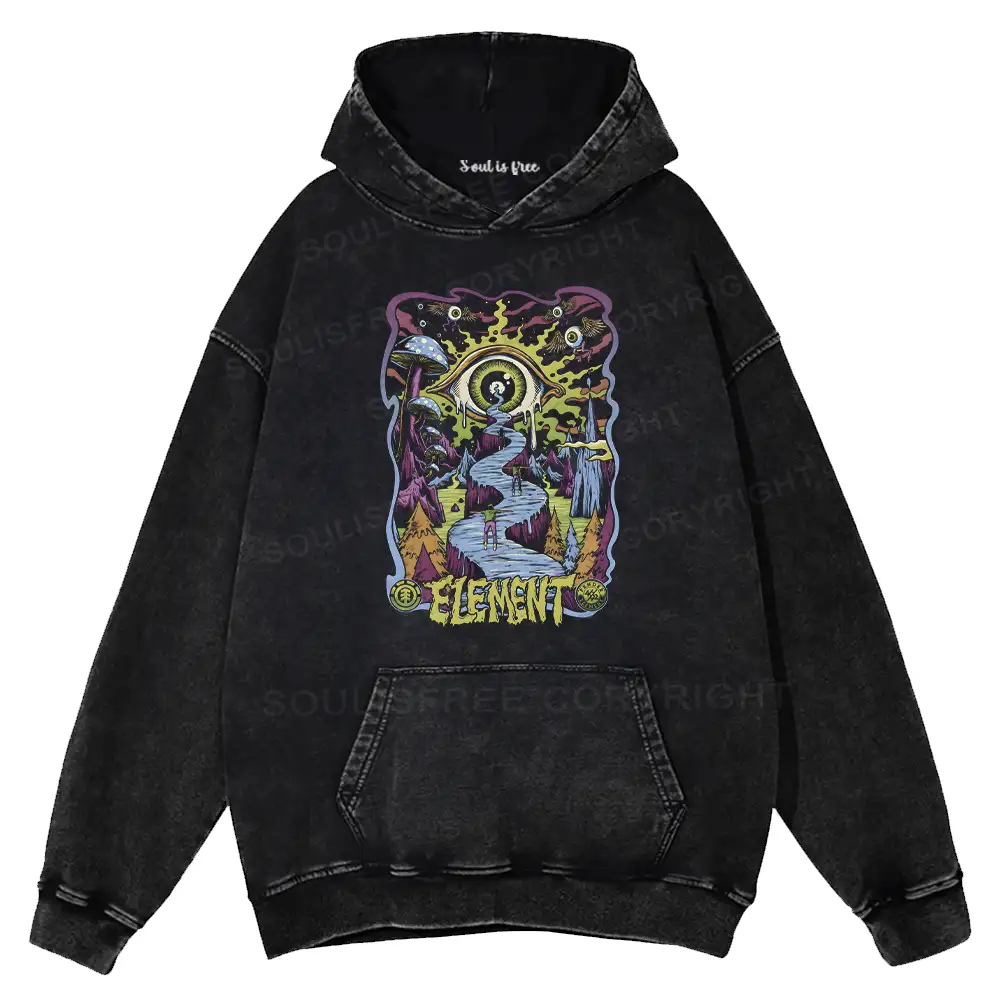 Psychedelic Elements Washed Hoodie