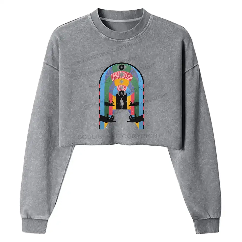 Designed Healing Journey Washed Cropped Sweatshirt