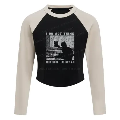 The Road Not Chosen Color Block Raglan Long Sleeve Crop Top
