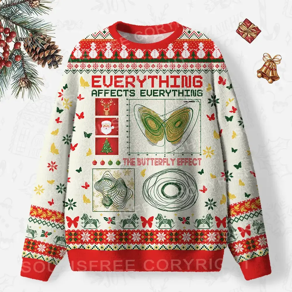 butterfly Ugly Christmas Knit Sweatshirt