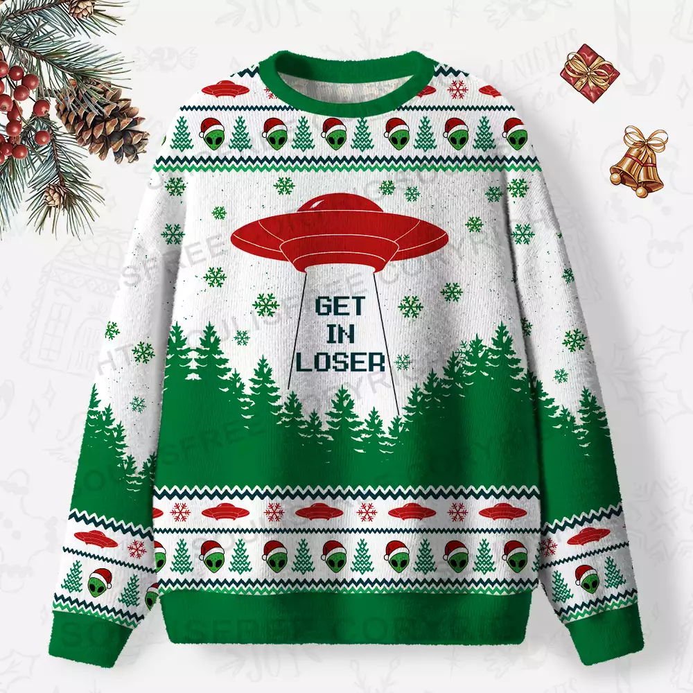 Get In Loser Ugly Christmas Knit Sweatshirt