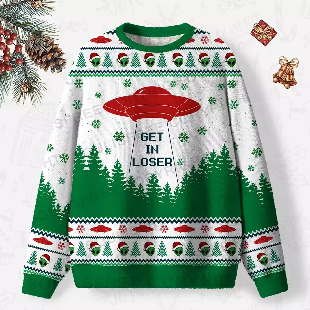 Get In Loser Ugly Christmas Knit Sweatshirt