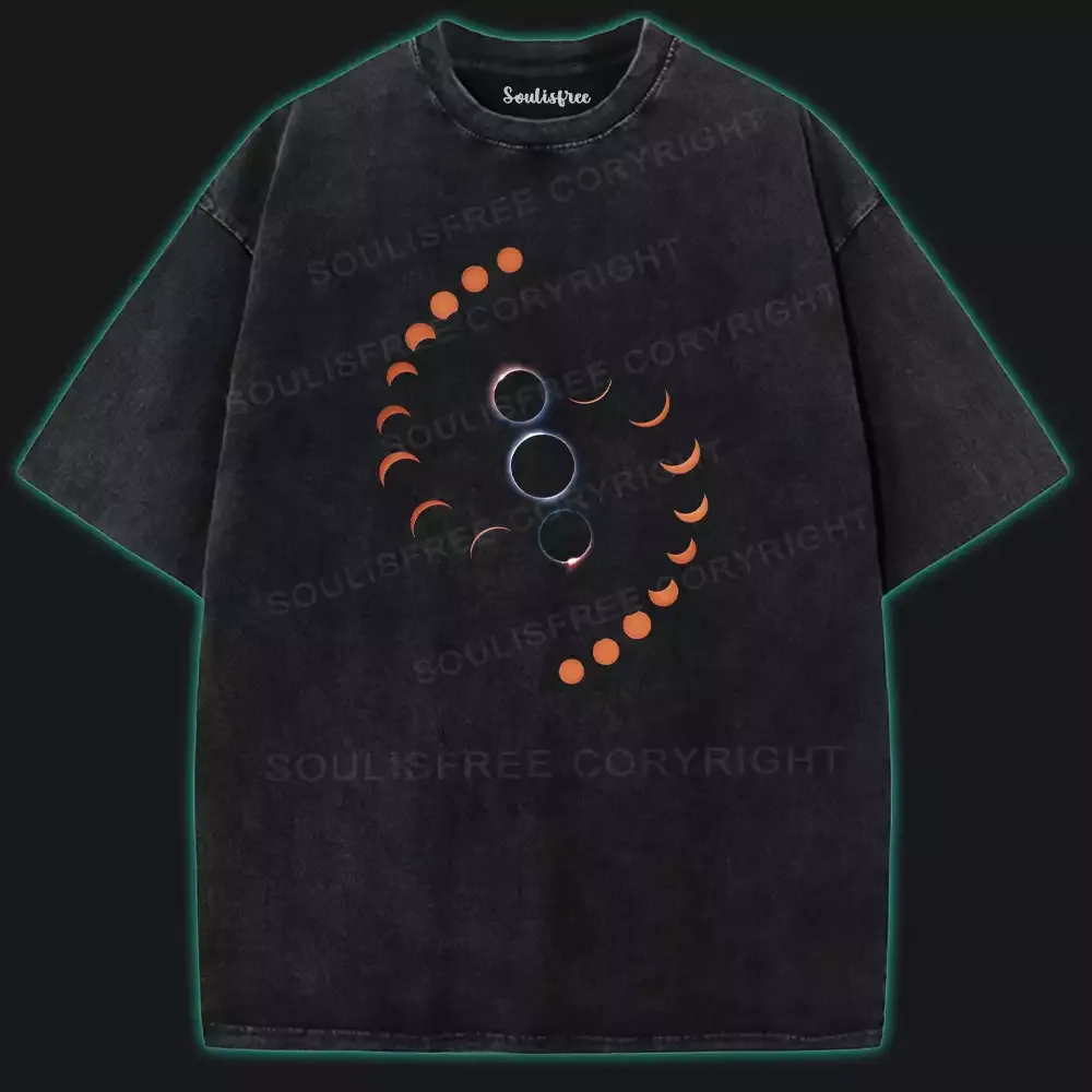 Designed Solar Drama Unfolds Washed Space T-shirt