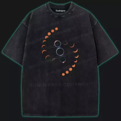 Solar Drama Unfolds Washed Space T-shirt