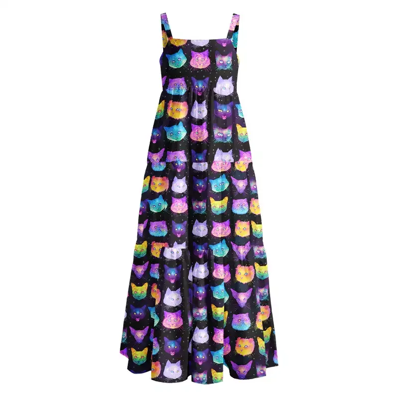 Soulisfree Cosmic Cats Boho Maxi Dress