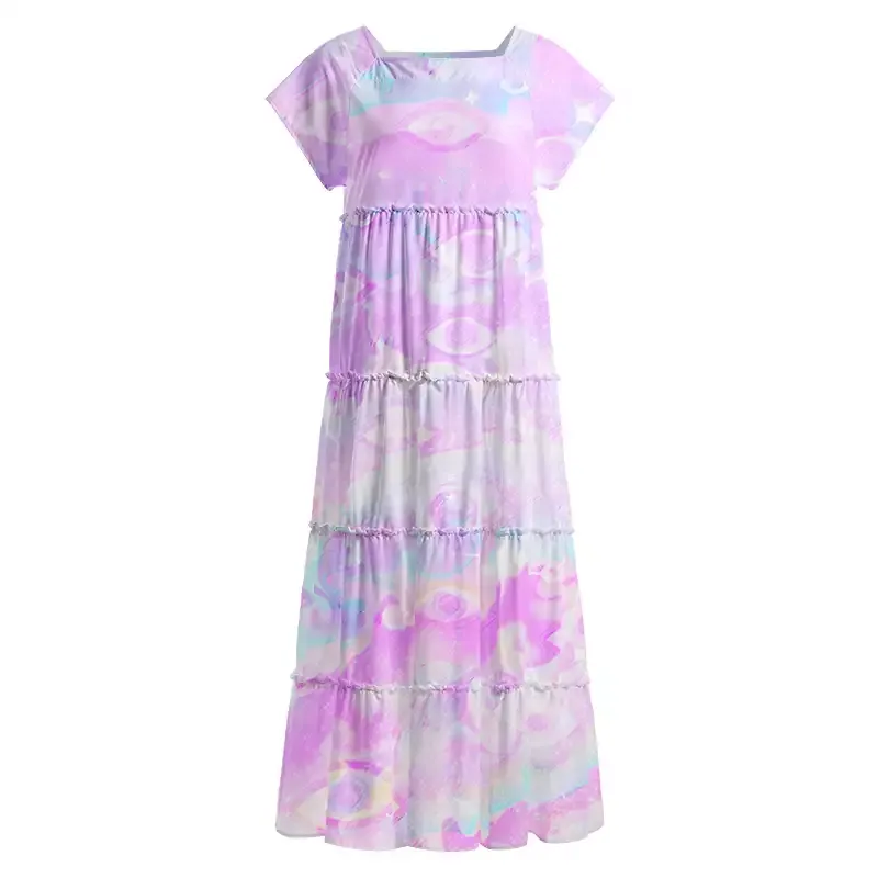Soulisfree Aura Gradient Third Eye Square Neck Maxi Dress