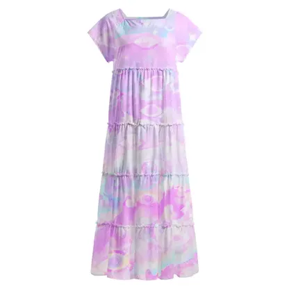 Soulisfree Aura Gradient Third Eye Square Neck Maxi Dress