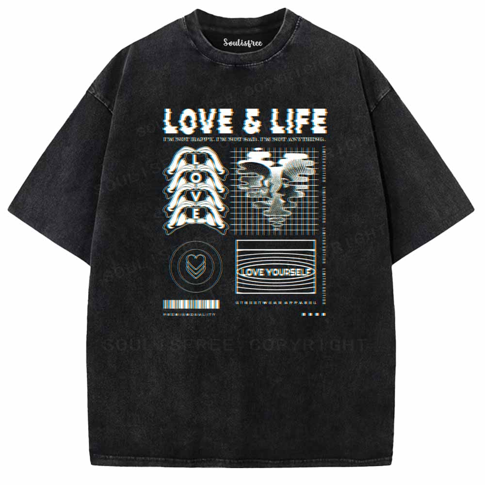 Soulisfree  LOVE & LIFE Washed Tee