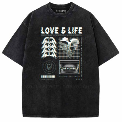 Soulisfree  LOVE & LIFE Washed Tee