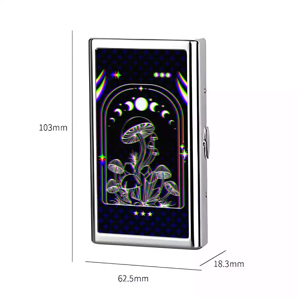 Soulisfree Mushroom of Rainbow Optic Lines Illusion Metal Pocket Case