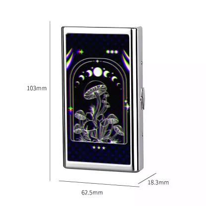 Soulisfree Mushroom of Rainbow Optic Lines Illusion Metal Pocket Case