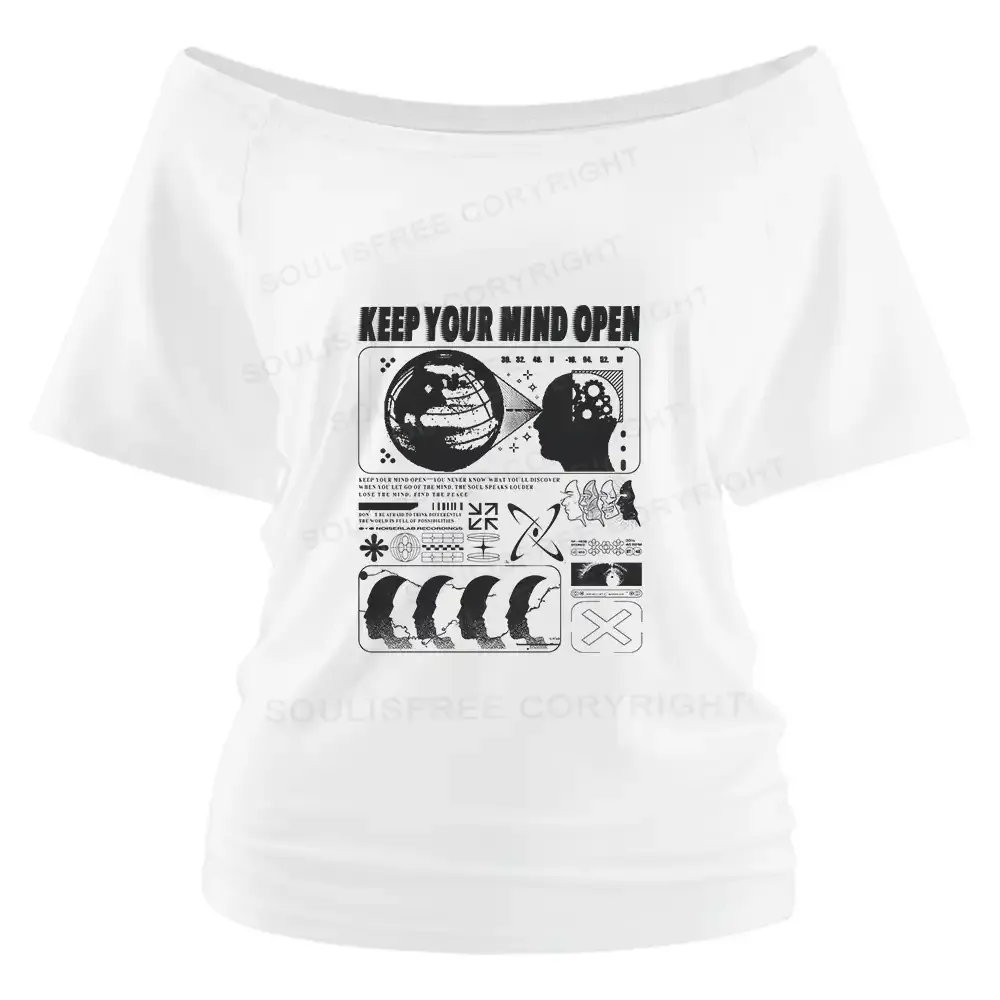 Designed Keep Your Mind Open Off Shoulder Top