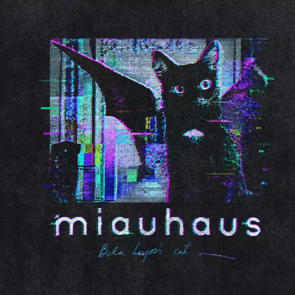 Soulisfree  Glitch Goth Winged Cat Washed Tee