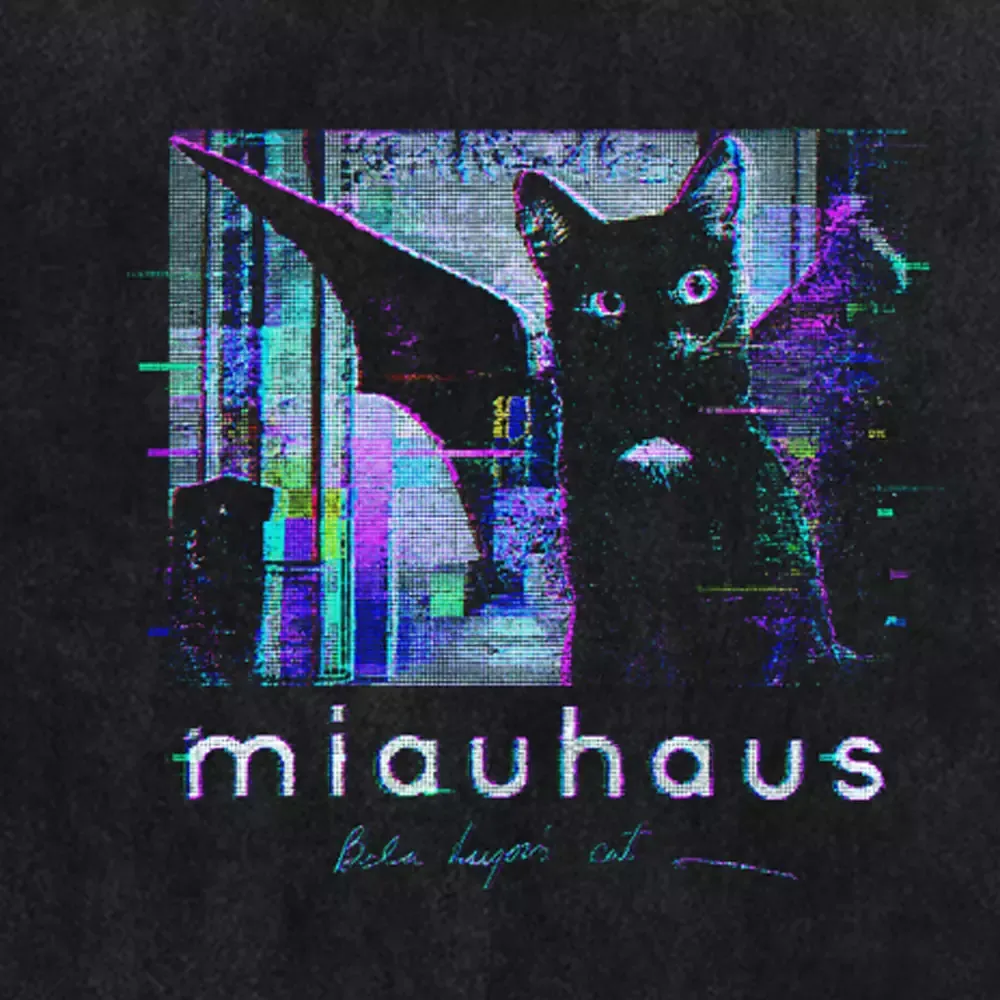Soulisfree  Glitch Goth Winged Cat Washed Tee