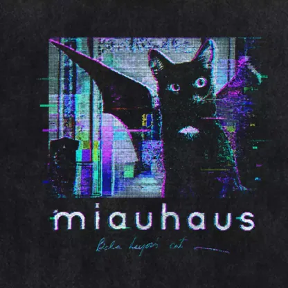 Soulisfree  Glitch Goth Winged Cat Washed Tee