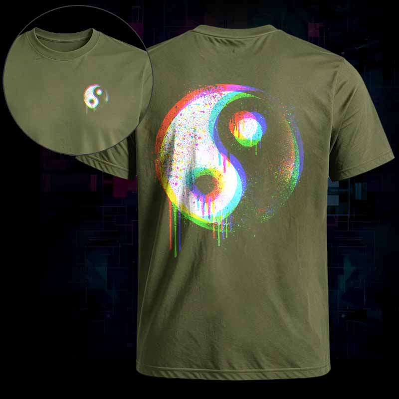 Soulisfree Neon Drip Rainbow Yin Yang Classic Tee