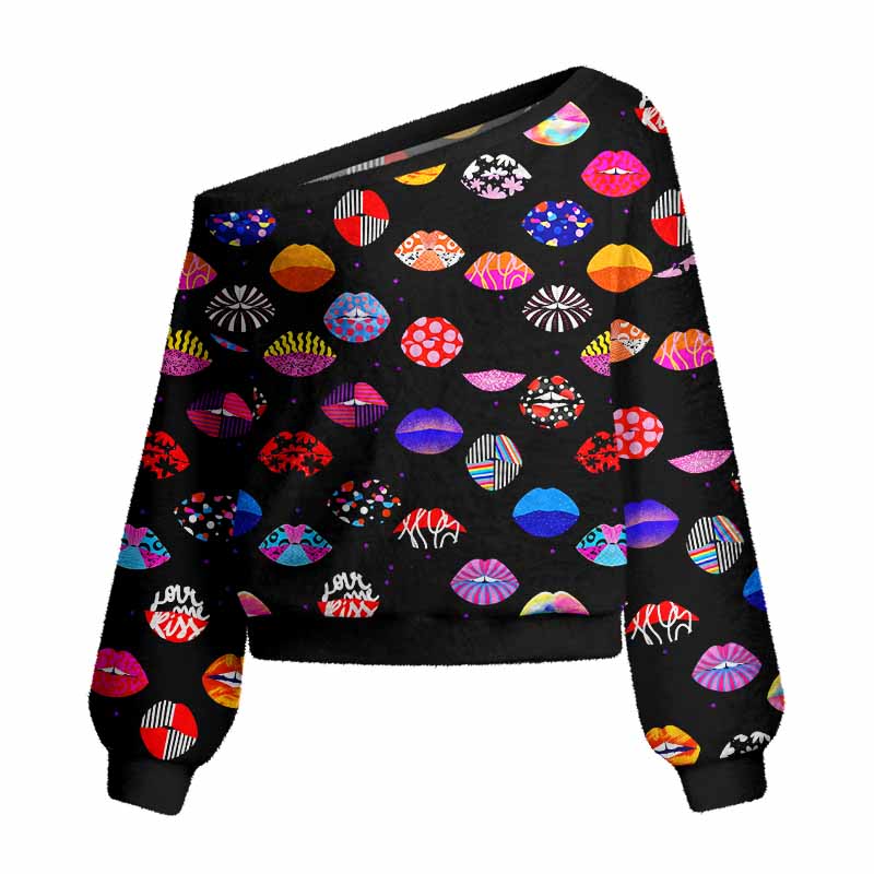 Soulisfree Holo Kiss Women's Fuzzy Crewneck Sweater