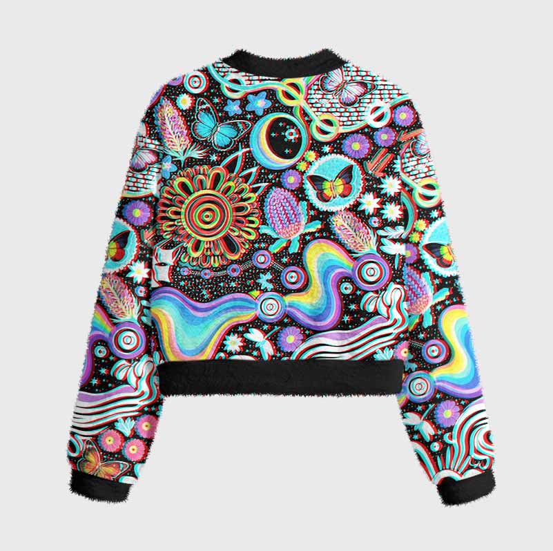 Soulisfree Glitch Cosmic Dream Women's Fuzzy Crewneck Sweater