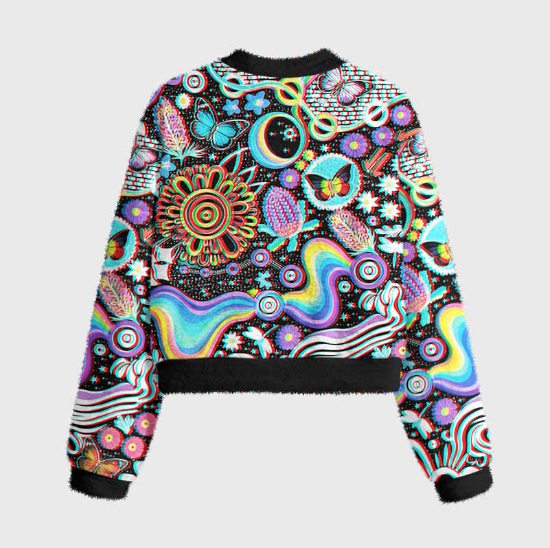 Soulisfree Glitch Cosmic Dream Women's Fuzzy Crewneck Sweater