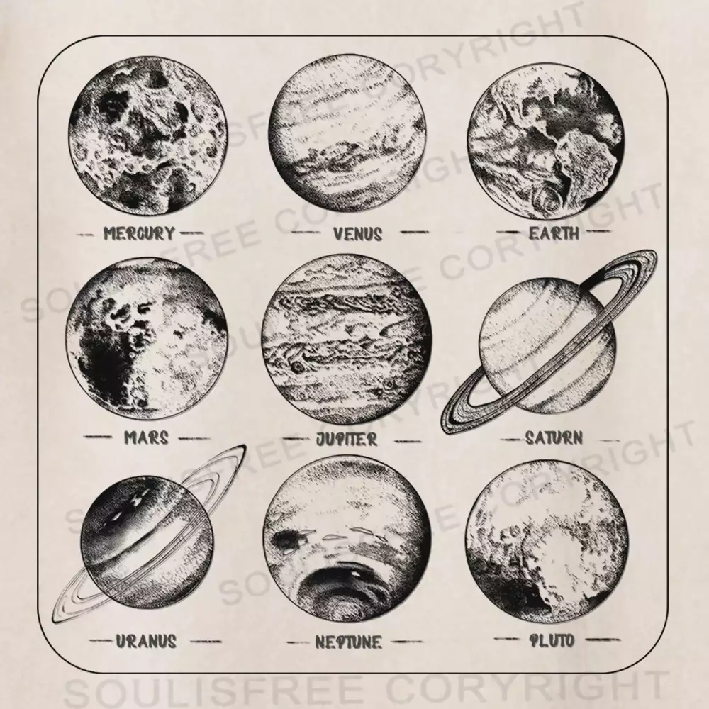 9 Planets, 1 Solar Family Washed Space T-shirt