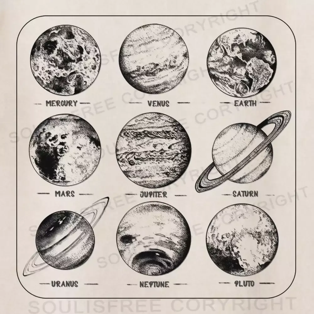 9 Planets, 1 Solar Family Washed Space T-shirt