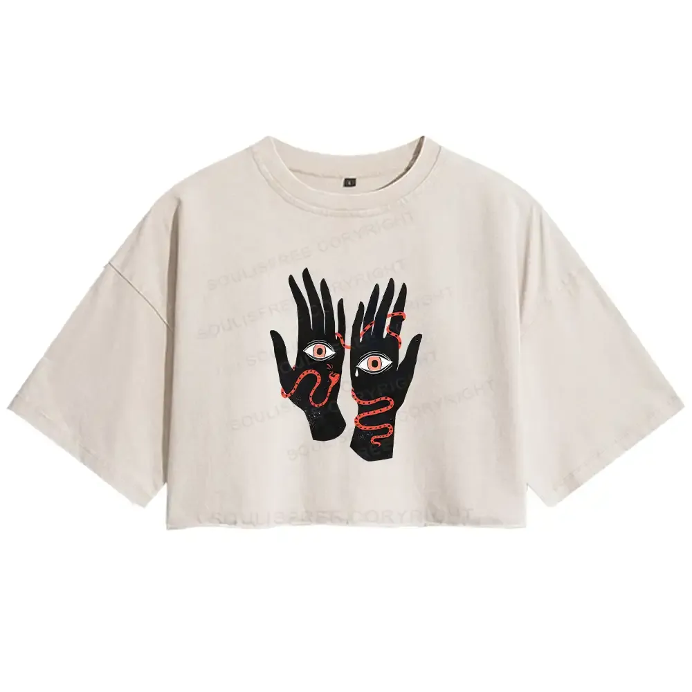 Designed The Eyes Will Not Deceive You Washed Crop T-shirt