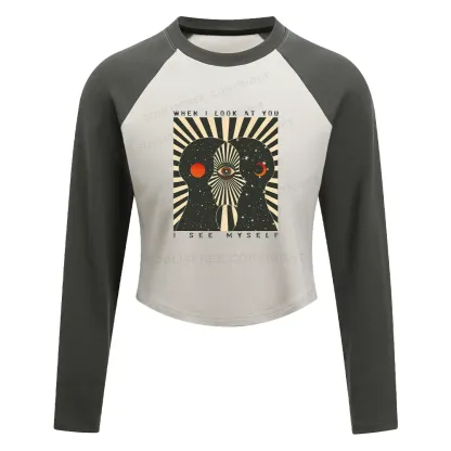 Reflections of the Soul Block Raglan Long Sleeve Crop Top