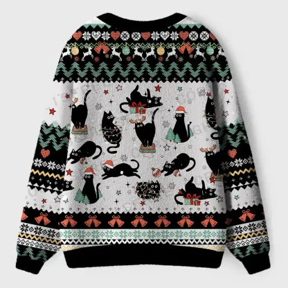Merry Mischief Cats Ugly Cardigan Sweaters