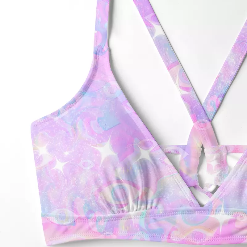 Soulisfree Aura Gradient Third Eye Glitch Cross Bikini