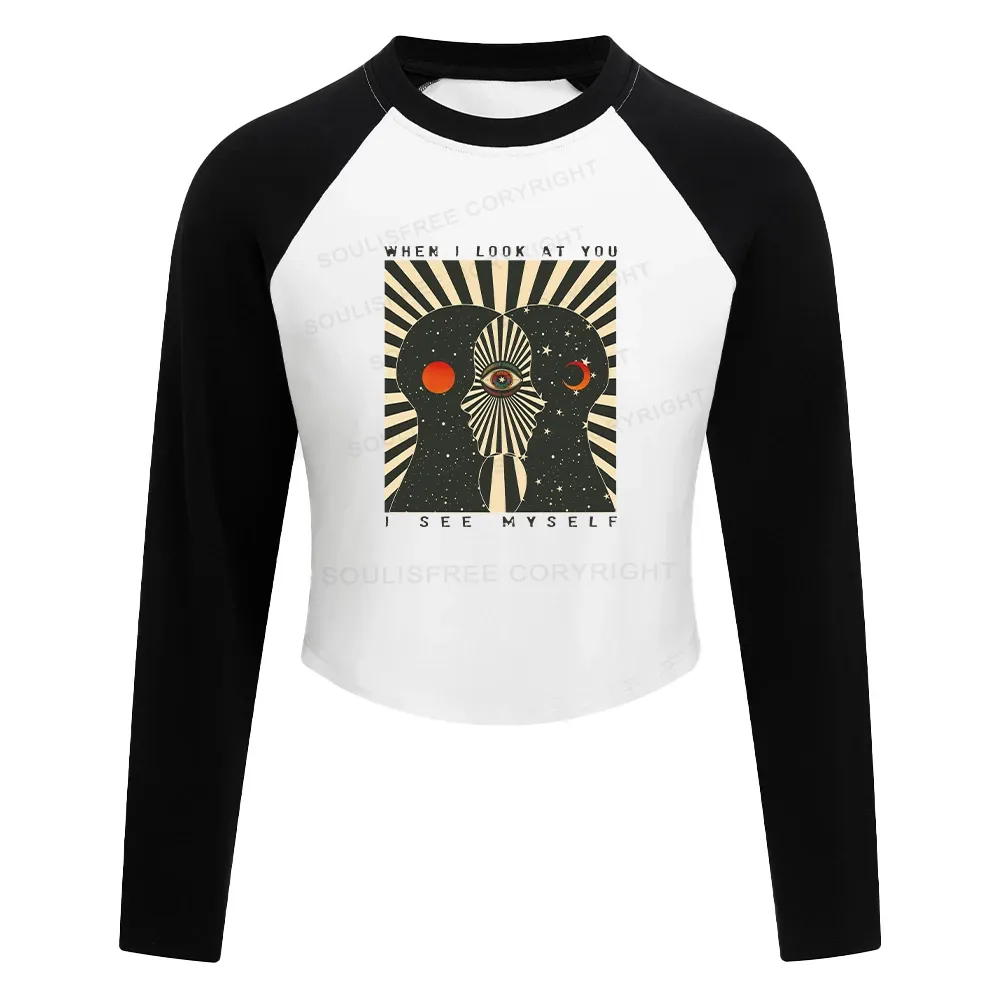 Reflections of the Soul Block Raglan Long Sleeve Crop Top