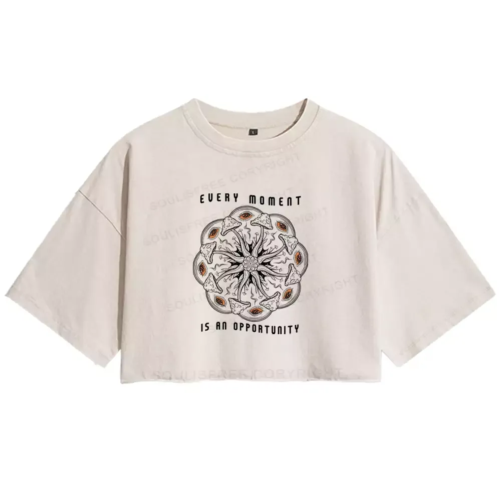 Designed EVERY IS AN OPPORTUNITY Washed Crop T-shirt