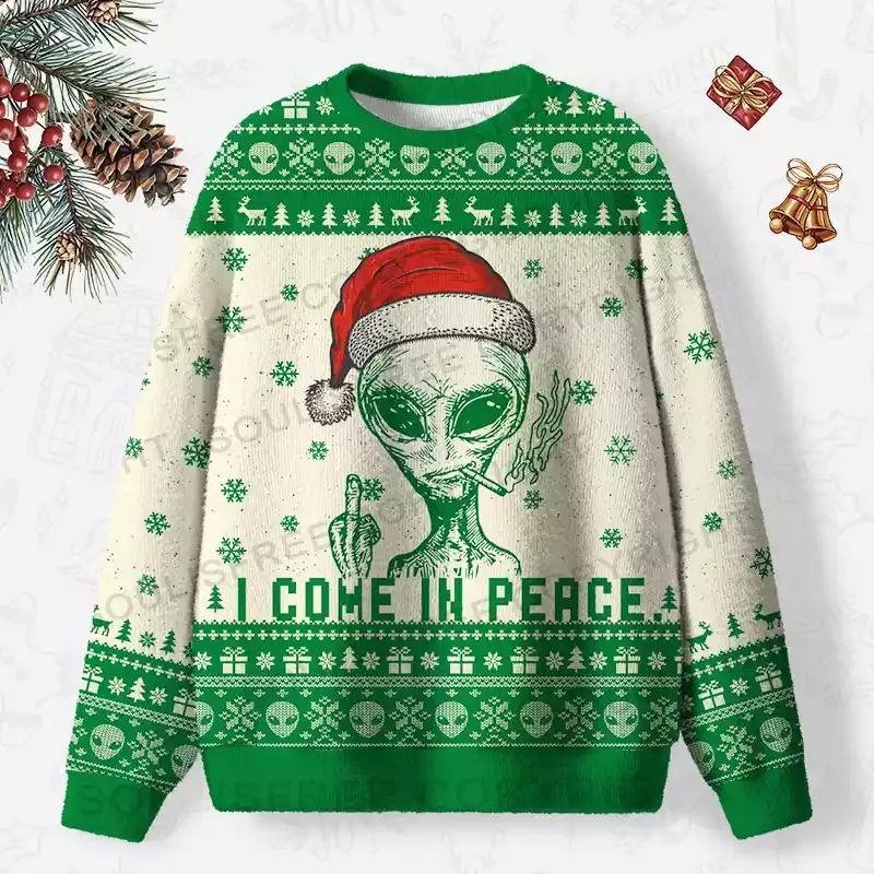 I COME IN PEACE 2 Ugly Christmas Knit Sweatshirt