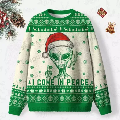 I COME IN PEACE 2 Ugly Christmas Knit Sweatshirt