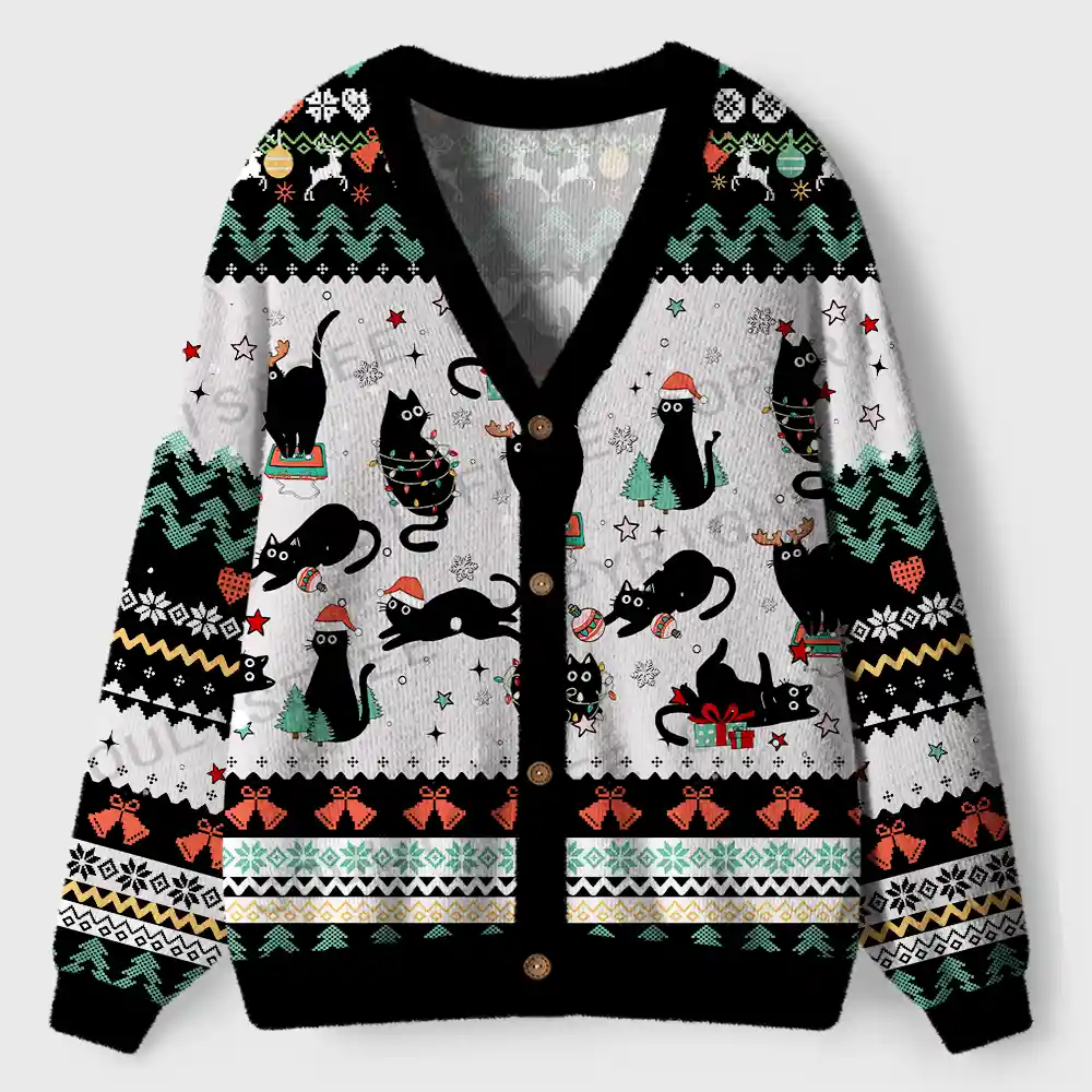 Merry Mischief Cats Ugly Cardigan Sweaters