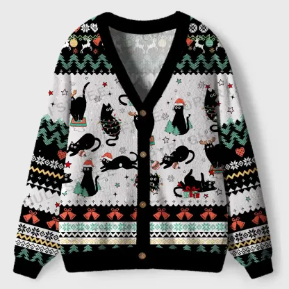 Merry Mischief Cats Ugly Cardigan Sweaters