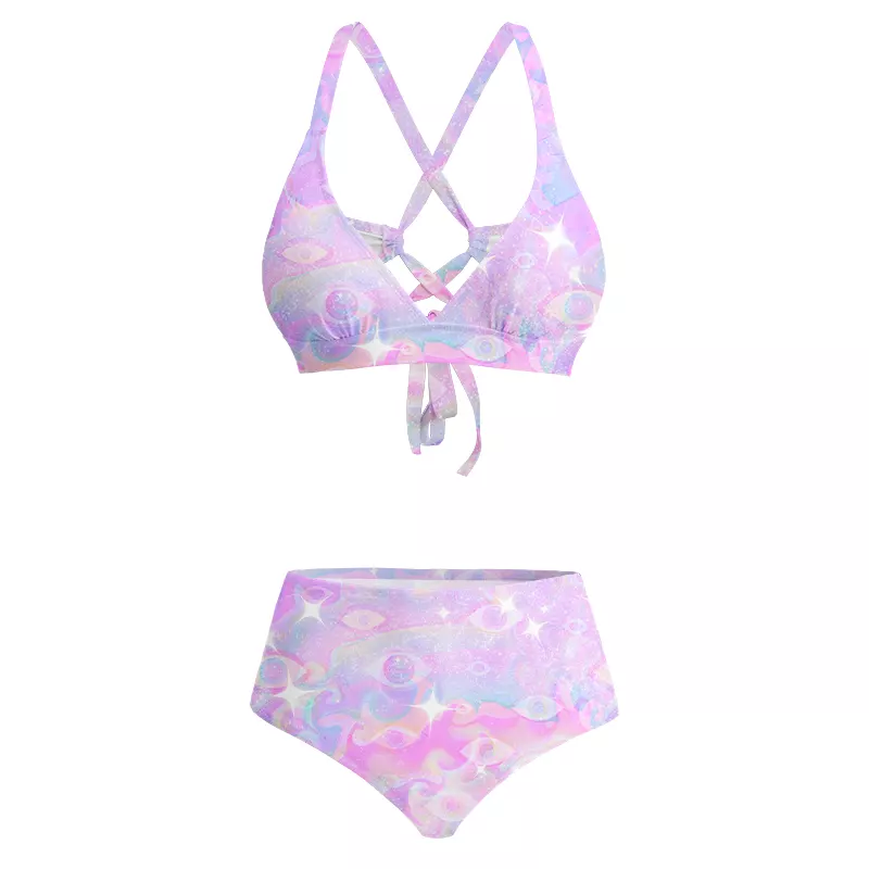 Soulisfree Aura Gradient Third Eye Glitch Cross Bikini