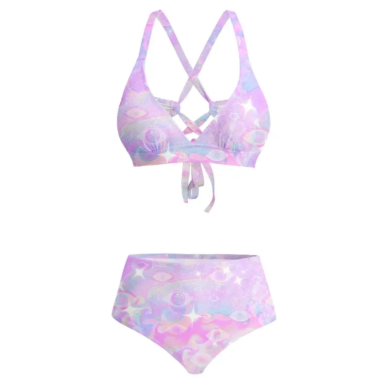 Soulisfree Aura Gradient Third Eye Glitch Cross Bikini